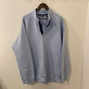 Land’s End mens quilted sweatshirt, light blue/ baby blue, 1/4 pullover XXL tall